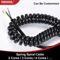 Spring Spiral Cable 2/3/4 Cores Black Stretchable Wire 0.3mm 0.5mm 1.0mm 1.5mm 2.5mm 13-22AWG Telescopic Power Extension Cord Wires Leads Adapters