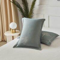 [COD] Whole head pillowcase brushed thickened solid embroidered pair core adult soft free shipping