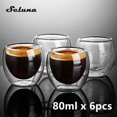 [ใหม่2023] ชั้นแขวนแก้วคู่ถ้วยกาแฟฉนวนถ้วยกาแฟเอสเปรสโซเครื่องดื่มเย็นไวน์แก้วช็อตชาลาเต้แก้วกาแฟวิสกี้ Cangkir Kaca