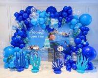 163 Pcs Blue Light Blue Balloon Garland Arch Set, Suitable For Birthday Parties, Baby Showers, Weddings, Ocean Party Decorations