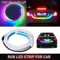 2023♝แถบไฟเรืองแสง120ซม. สำหรับรถยนต์ RGB 5050ท้ายรถท้ายรถบาร์สัญญาณไฟสีสันสดใสวิ่งถอยหลัง