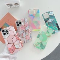 Plating Geometric Marble Phone Case For Samsung Galaxy S23 Ultra S22 Plus S21 S20 FE A53 5G A52 A52S Soft Cover