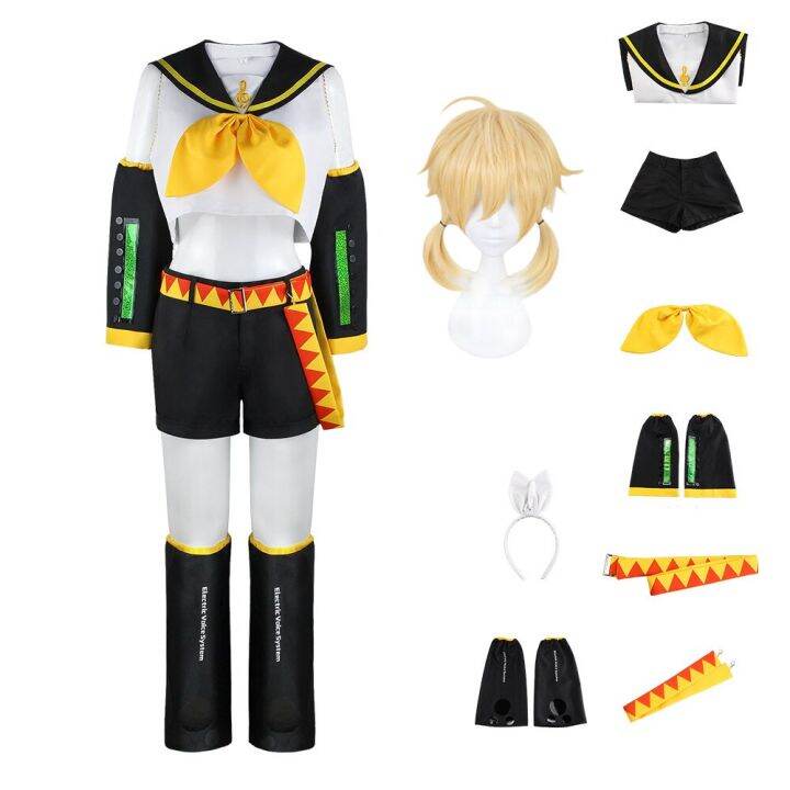 anime-kcagamine-cosplay-costumes-rin-len-brother-sister-uniform-halloween-party-yellow-wigs-christmas-gifts-tops-pants-clothes