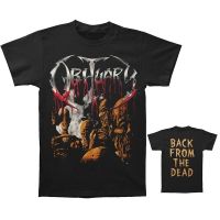 Soft Cotton Graphic Tee Obituary Mens Back From The Dead T-shirt Black