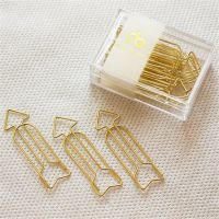 12pcs/Box Gold Arrow Paper Clips Metal Paperclips Decorative Bookmarks Photo Memo Ticket Clip School Office Stationery Supplies