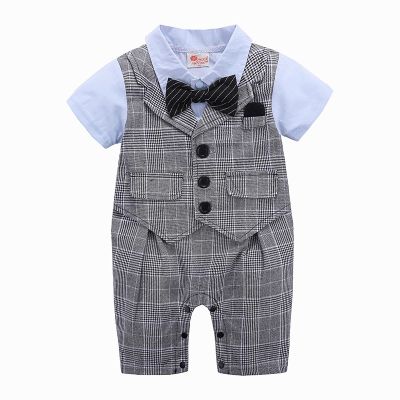 [COD] Foreign trade childrens wholesale first-hand supply boys summer clothes baby fart rompers British jumpsuit