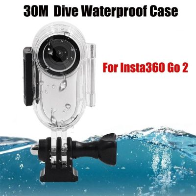 MSAXXZA สายรัดป้องกันดำน้ำกระเป๋าใส่ของดำน้ำแรงดันทนทานอุปกรณ์กล้องแอคชั่นแคมเมราสำหรับ Insta360 GO2กรอบป้องกันเคสกันน้ำลึก