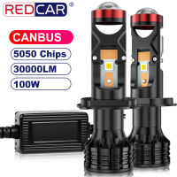 Canbus โคมไฟ H4 9003 H7 LED มินิโปรเจคเตอร์3D เลนส์100วัตต์30000LM ไฟหน้ารถจักรยานยนต์รถยนต์หลอดไฟชุดแปลง Hilo Beam