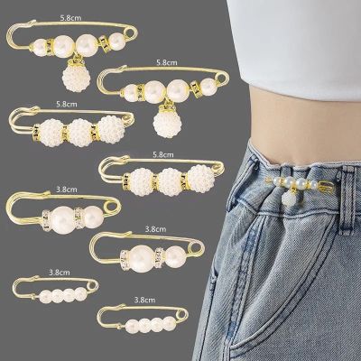 Waistband Pin Accessories Good Quality Pearls Crystal Gold Brooch Waist Tighting Clap Anti Exposed Safty Pins