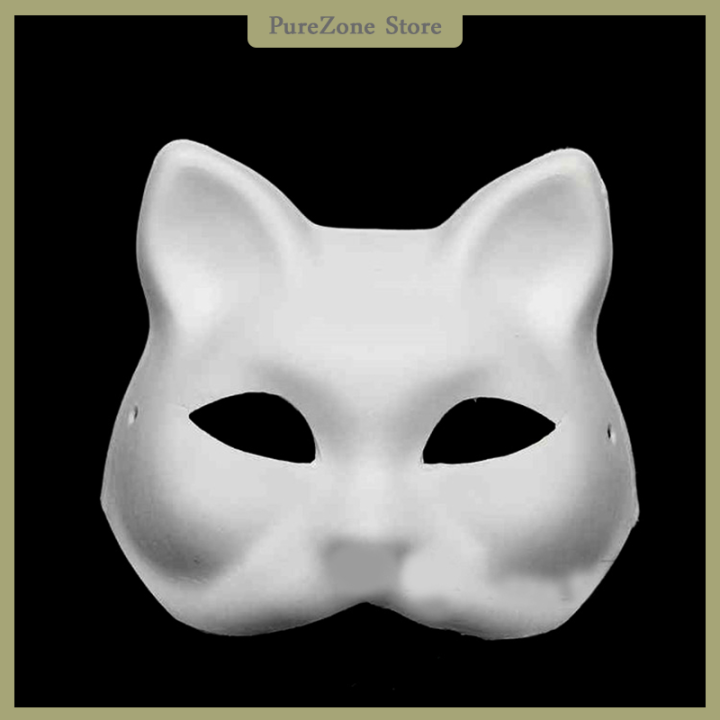 [PureZone] Japanese Mask Half Face Hand-painted Cat Fox Mask Anime ...