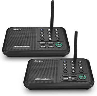 QNIGLO Intercoms Wireless for Home, 5280 Feet Long Range House Intercom System, 10 Channels Intercoms System for Business, Room to Room Intercom System for Elderly, 2 Way Audio Intercom for Office/Classroom LD666-2P