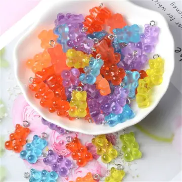 10pcs Cute Gummy Bear Beads Vertical Hole Resin Cartoon Beads For