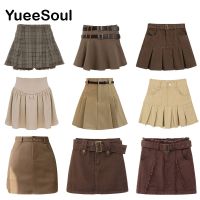 【CW】 Skirts 2022 New Waist Pleated Skirt Preppy 90s E