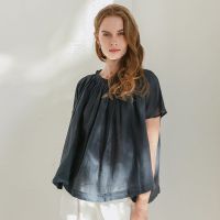 Retro Cotton And Linen Womens T-Shirt 2022 Summer New Japanese Casual Loose Short-Sleeved Tops Ladies Folds Linen Shirts