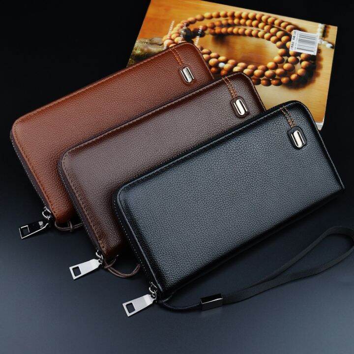 layor-wallet-กระเป๋าสตางค์ผู้ชาย39-s-สีทึบกระเป๋าคลัตช์ซิปยาว-โทรศัพท์มือถือกระเป๋าใส่เหรียญนิ่มลายลิ้นจี่ความจุขนาดใหญ่