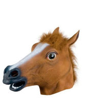 ฮาโลวีน Creepy Horse Head ขนสัตว์ Mane ยาง Latex Crazy Animal ฮาโลวีน Masquerade Party เครื่องแต่งกายตลก Crazy