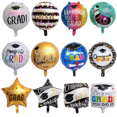 10pcs 18inch 2021 Congrats Grad Foil Balloons Round Star Graduate Helium Globos Student Gifts Kids Adult Event Party Decoration Balloons