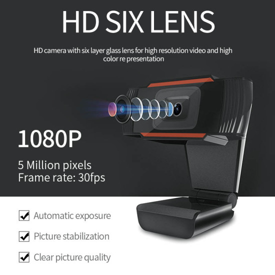 Tặng đồng hồ c sio miễn phíwebcam 1080p 30fps web cam af chức năng lấy nét - ảnh sản phẩm 3