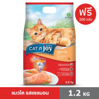 ฟรี 200 กรัม  CAT n joy Tripple Protection สูตรแมวโต รสแซลมอน 1.2kg