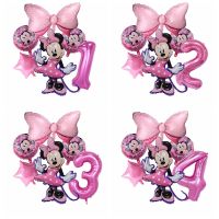 1set Disney Minnie Mouse Theme Girl Birthday Party Decor Kids Pink Ballon 1 2 3 4 5 6 7st Baby Shower Supplies Kids Toy Globos