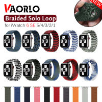 VAORLO Camouflage Braided Solo Loopสายผ้าไนลอนสำหรับApple Watch 38mm 40มม.42มม.44มม.สร้อยข้อมือยางยืดสำหรับiPhone Watch Series 6 SE 5 4 3 2 1 (16สี)