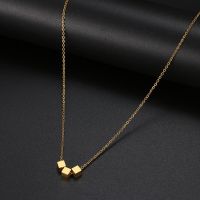 Stainless Steel Necklaces Geometric Square Cube Simplicity Style Fashion Choker Pendant Chain Necklace For Women Jewelry Party Fashion Chain Necklaces