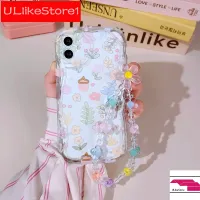 เคสสำหรับ iPhone 14 13 12 11 Pro Max X XR Xs Max 8 7 6 6S Plus SE 2020 IPhone 14 12 11 Pro Max X XR Xs Max 8 7 6S Plus SE 2020เคส TPU นิ่มโซ่ดอกไม้ใหม่