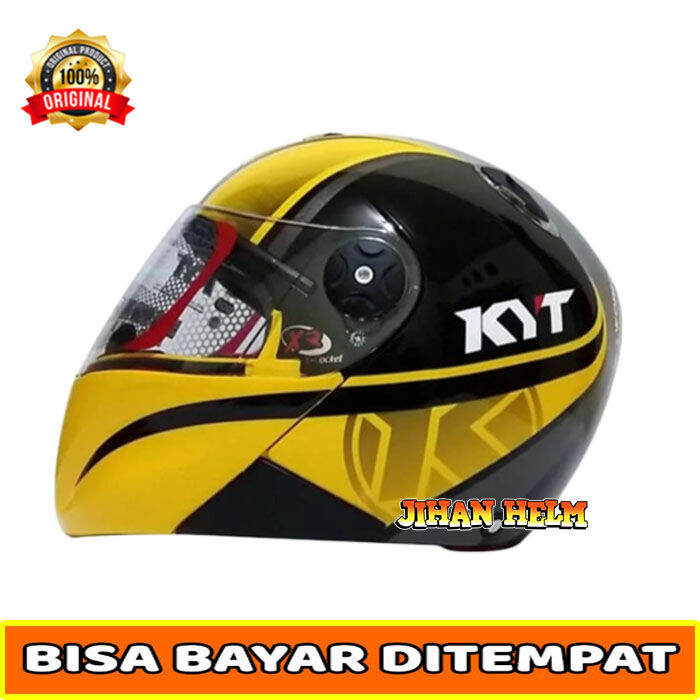 helm kyt full face dewasa kyt x rocket 2 crimson yellow terbaru