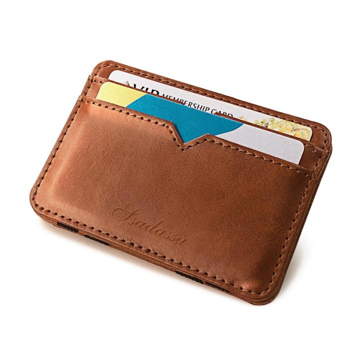 กระเป๋าผู้ชายกระเป๋าใส่เหรียญนามบัตรกระเป๋าสตางค์มายากลของผู้ชายหนัง-pu-แบบสร้างสรรค์จากร้าน-shenwin