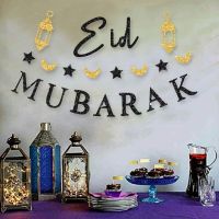 Ramadan EID Party Decoration Bunting Flag Ramadan Mubarak Paper Banner Colanders Food Strainers