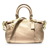 กระเป๋าถือ COACH แท้ จาก Shop หนังแท้ หนังนิ่ม รุ่นหรู มีสายยาว COACH 18931 Madison Embossed Metallic Leather Sophia Satchel Gold