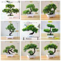 [VIVI decorations] 39รูปแบบสีเขียวสีชมพูประดิษฐ์เกสต์อวยพรยินดีต้อนรับ Pine Tree Potted Bonsai บ้านสวนห้องนอนงานแต่งงานตกแต่งพืชปลอม