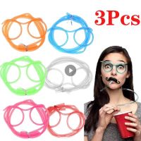 【jw】▽  3Pcs Glasses Soft Drinking Straws Kids Supplies Bar Accessories Creativity Tools