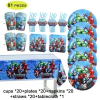 Superhero Theme Kids Birthday Plates Cups Napkins Party Decoration Set Party Supplies Baby Birthday Event Party Supplies