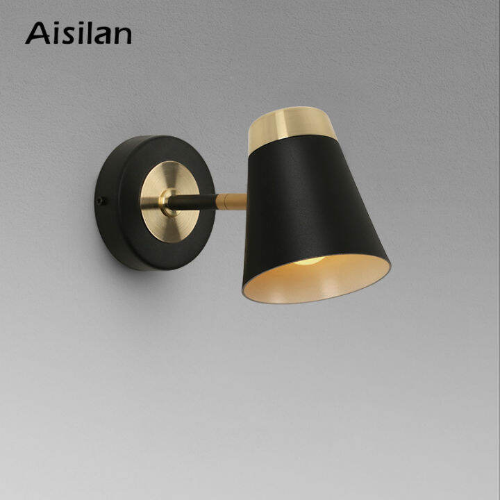 aisilan-โคมไฟติดผนังหรูหราแปรงโคมไฟติดผนังสีดำและสีทองห้องนอนศึกษา-led-fixture