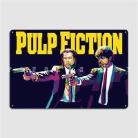 Pulp Fiction สัญลักษณ์โลหะติดผนังผับบาร์ถ้ำออกแบบโปสเตอร์ดีบุกวาดภาพฝาผนัง