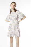 EP เดรสสั้นลายฟลอรัลแต่งระบาย ผู้หญิง สีชมพูอ่อน | Floral Print Short Dress with Ruffle Detail | 04701