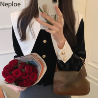 Neploe Women Shirts Korean Fashion Clothing Chic Peter Pan Collar Vintage Temperament Blusas De Mujer Loose Velvet Black Tops