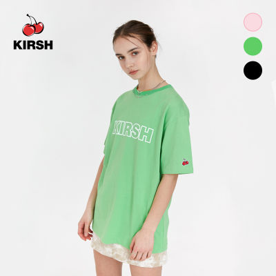 [KIRSH]  OUTLINE LOGO T-SHIRT JH [GREEN] | Korean | Women T shirt | Casual | Daily T shirt | Women top | Korean Short Sleeve T shirt | korean brand | Korean style | T-shirt women | women Korea
