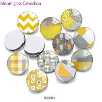 Yellow Geometry  Round Photo Resin Glass Cabochon Demo  Flat Back Making Findings     S0281 Beads