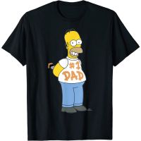 เสื้อผ้าผชเสื้อยืดพิมพ์ลายแฟชั่นเสื้อยืดแขนสั้น พิมพ์ลาย The Simpsons Homer Number 1 Dad Fathers Day V2 แฟชั่น สําหรับผ  E7RR