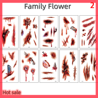 Family Flower Flash Sale 10แผ่นฮาโลวีนชั่วคราวแวมไพร์แมงมุมเลือด SCAR TATTOO Sticker คอสเพลย์