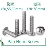 10pcs/pack Cross Recessed Truss Head Machine Screw M6 50 55 60mm M8 20- 80mm Mushroom Big Flat Head 304 Stainless Steel Phillips Nails Screws  Fastene