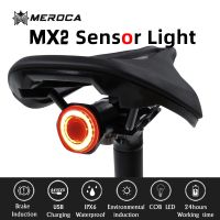 ♀✵ MEROCA MX2 Bicycle Taillights Intelligent Sensor Brake Lights USB Road Bike MTB Night Cycling Safety Warning Rear Tail Lamp