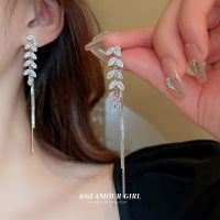 Zirconia Wheat Fringe Korean Long Tassel Earrings fro women