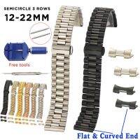 Solid Stainless Steel Watch Band 12mm 13 14 16 17 18mm 19 20mm 21 22mm Replacement Watch Strap 3Rows Wristband Bracelet w/ Tools