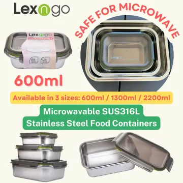 Square Stainless Steel Containers | Microwave-Safe Green / 600 ml