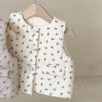 Winter Baby Girls Clothes Thick Outerwear Newborn Baby Romper + Vest + Coat 3Pcs Baby Clothes Set Cherry Girls Jumpsuit Jacket