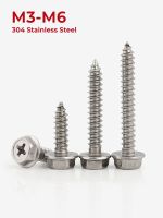 M3 M4 M5 M6 304 Stainless Steel Cross Hex Self-tapping Screws Phillips External Hex Flange Cross Head Screws Wood Nail Screw Nut Drivers