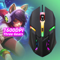 FONKEN สีสัน Led Gaming Mouse 1600DPI เมาส์แบบมีสาย USB เมาส์คอมพิวเตอร์สำหรับ Samsung Xiaomi แท็บเล็ตเมาส์ PC อุปกรณ์เสริม